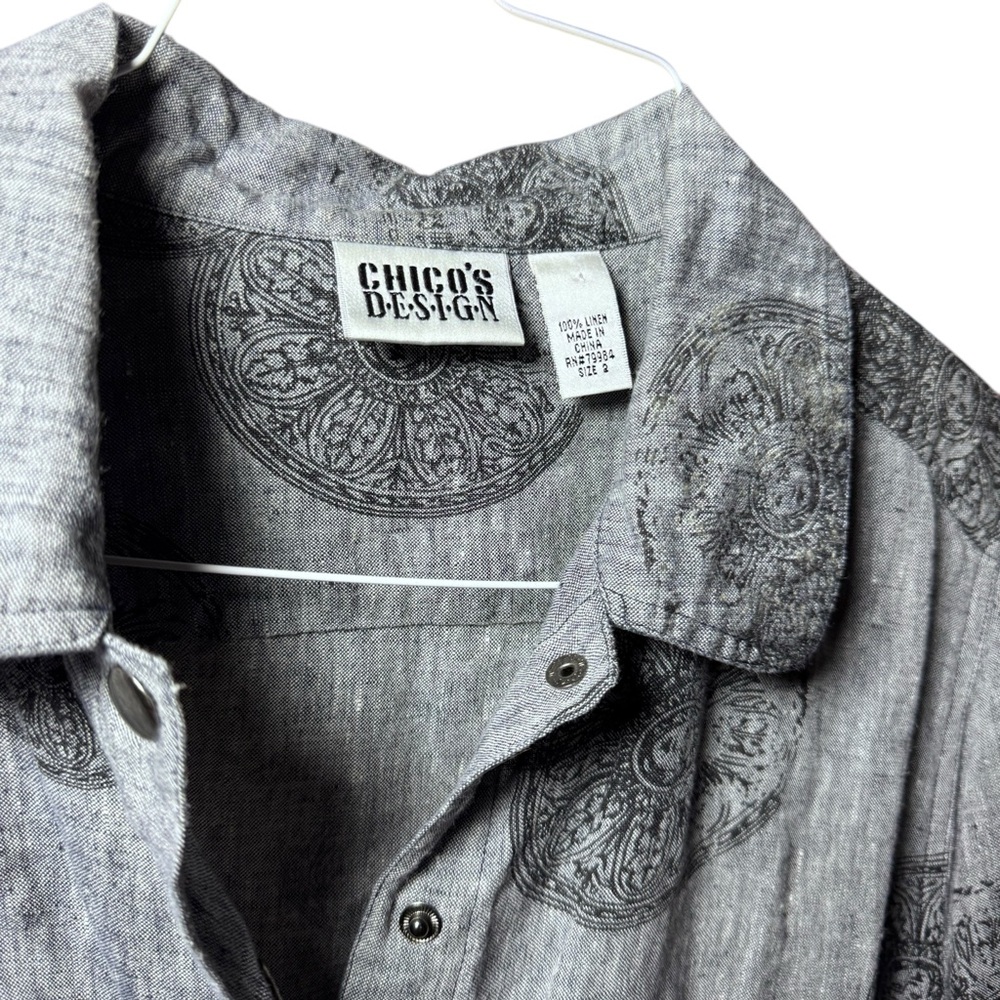 Gray Patterned Button-Up Shirt - Picture 2 of 4